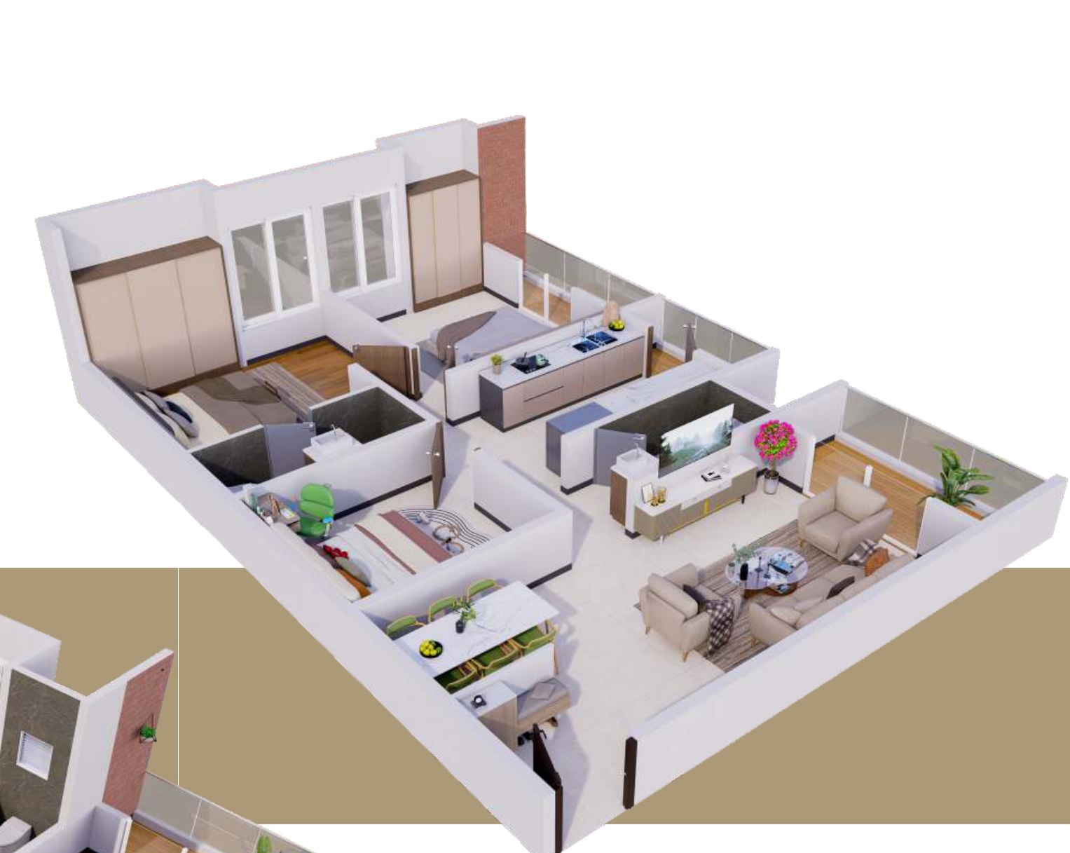 3 BHK Cut Section View 2